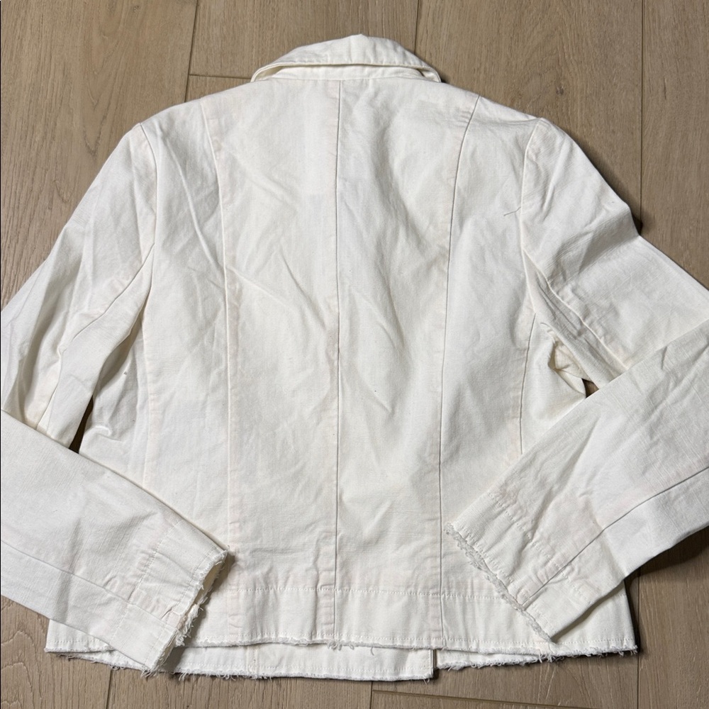 Anthropologie NWT Pilcro Fray Hem Ivory Cotton Blazer Size Small - Picture 10 of 10